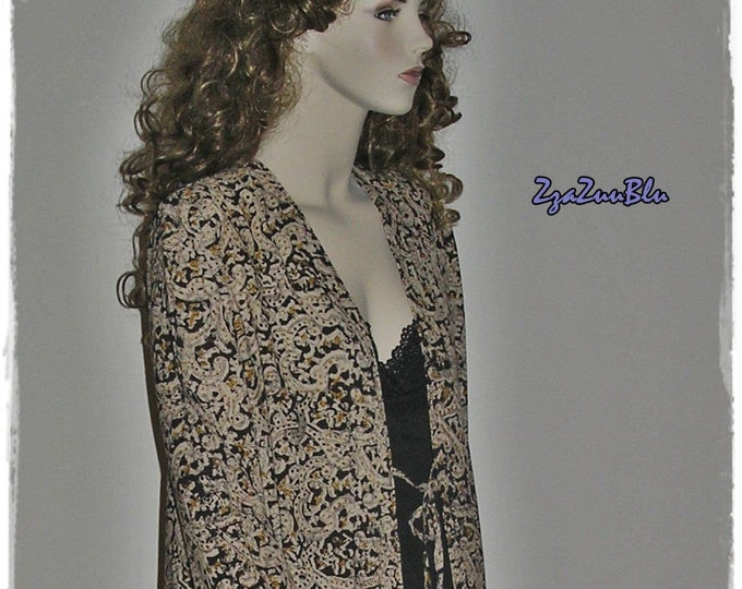 KALAMKARI DUSTER - Cotton Block Print Haori, Floor Length Light Coat, Hippie Festival Topper, Gypsy Chic Outwear, Boho Chic CoverUp [J105]