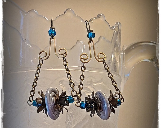 FABULOUS ARTISAN-MADE Chandelier Earrings - Lampwork Beads & Czech Glass, Bohemian Dangle Drops, Gypsy EarArt, Beaded Boho Earrings
