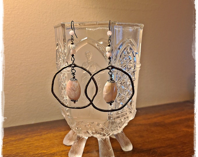 HIPPIE-CHIC GEMSTONE Drop/Hoop Earrings - Premium Gemstone Beads, Bohemian Dangle Hoops, Gypsy Ear Art, Festival-Ready Hippie Earrings!