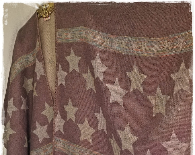 SALE!  Wool-Cashmere Kimono - Southwestern Blanket Style Cloak, HippieChic Indian Blanket Jacket, Serape Festival Outwear [K2205]