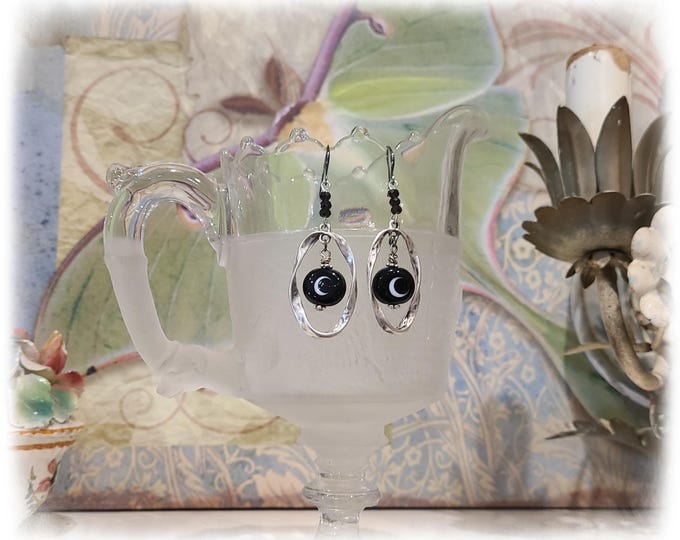 HANDMADE "Moon Dance" LAMPWORK Earrings - Artisan Made Beads, Wearable Hippie Art, Festival Moon Jewelry, Gypsy Ear Art #2