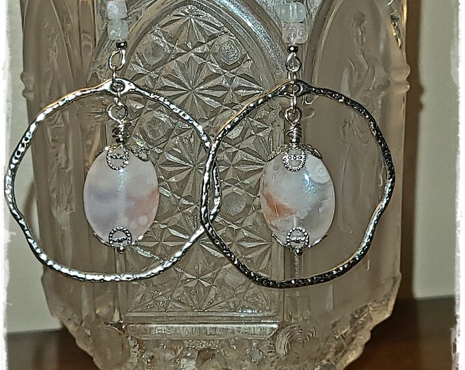 HIPPIE-CHIC GEMSTONE Drop/Hoop Earrings - Premium Gemstone Beads, Bohemian Dangle Hoops, Gypsy Ear Art, Festival-Ready Hippie Earrings!