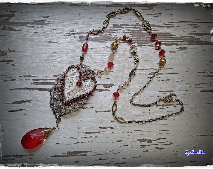 ASSEMBLAGE 'HEARTISAN' Artwear - Vintage-Style Handmade Necklace/Exquisite European Beads & Crystals/Long Boho-Gypsy-Style Jewelry - No.1