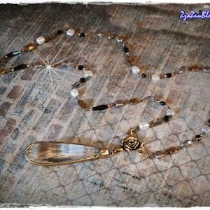 Dazzling HANDMADE BAROQUE PEARL & Crystal Necklace - Artisan Beaded Chain, Handmade Beaded Wearable Art, Long Layering Gypsy/Hippie Necklace