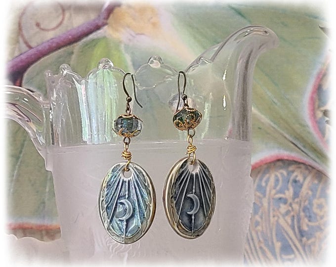 TOPANGA CANYON COLLECTION c.1969 - Trippy Hippie-Chic Dangle Porcelain Earrings, Boho Earrings, Lampwork Glass and Gemstone Beads - TCC26-32