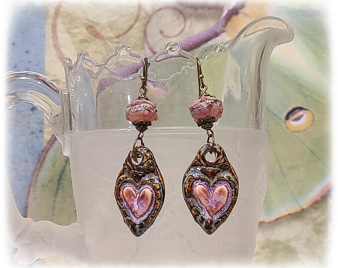 TOPANGA CANYON COLLECTION "c.1969" - Trippy Hippie-Chic Dangle Porcelain Earrings, Bohemian Ceramic EarArt [TCC26-02]