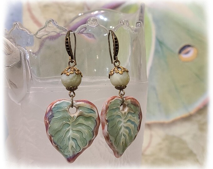 TOPANGA CANYON COLLECTION "c.1969" - Trippy Hippie-Chic Dangle Porcelain Earrings, Bohemian Ceramic EarArt [TCC26-03]