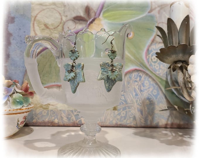 TOPANGA CANYON COLLECTION "c.1969" - Trippy Hippie-Chic Dangle Porcelain Earrings, Bohemian Ceramic EarArt [TCC26-47]