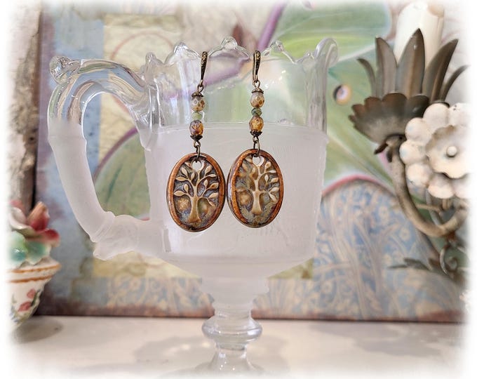 TOPANGA CANYON COLLECTION "c.1969" - Trippy Hippie-Chic Dangle Porcelain Earrings, Bohemian Ceramic EarArt [TCC26-25]