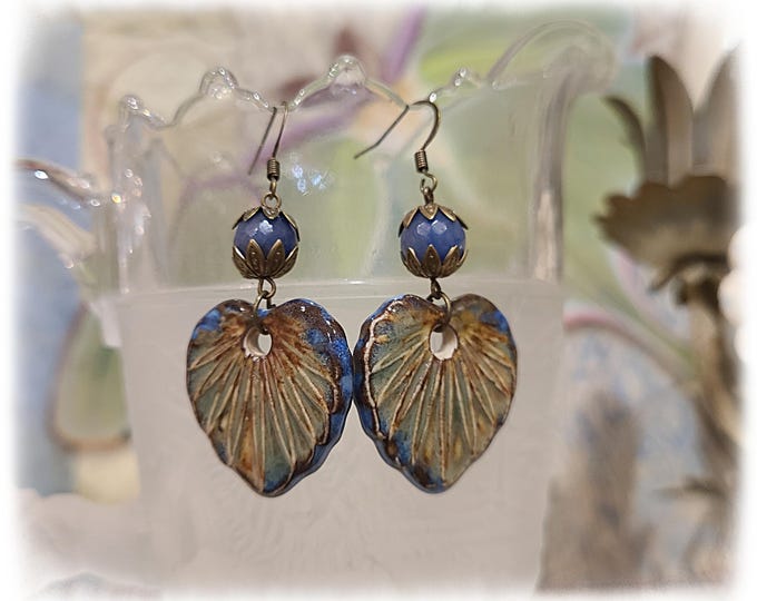 TOPANGA CANYON COLLECTION "c.1969" - Trippy Hippie-Chic Dangle Porcelain Earrings, Bohemian Ceramic EarArt [TCC26-23]