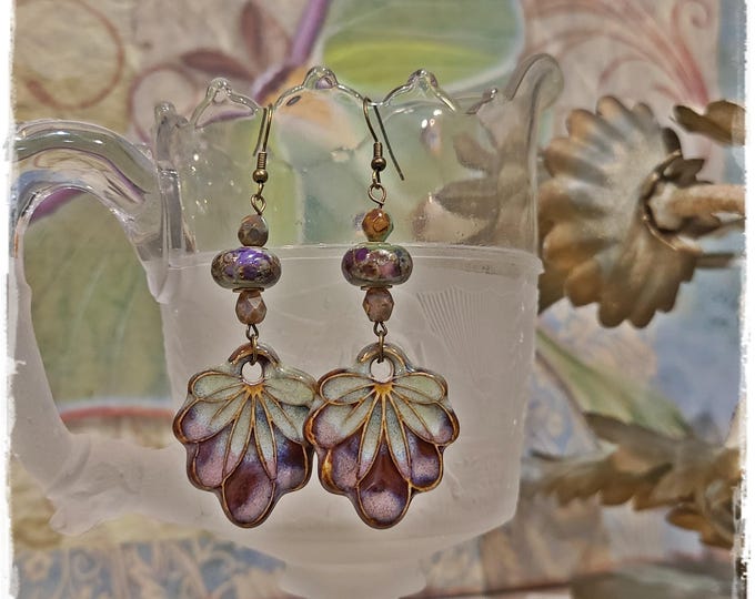 TOPANGA CANYON COLLECTION "c.1969" - Trippy Hippie-Chic Dangle Porcelain Earrings, Bohemian Ceramic EarArt [TCC69]
