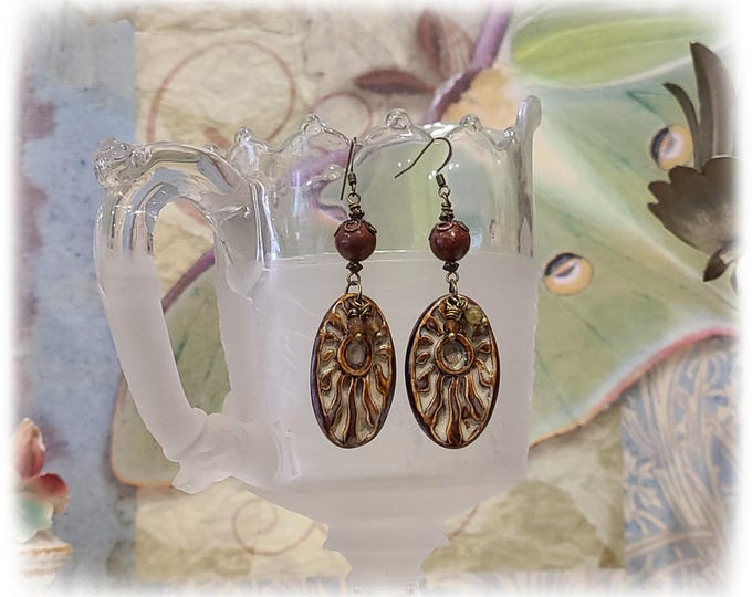 TOPANGA CANYON COLLECTION "c.1969" - Trippy Hippie-Chic Dangle Porcelain Earrings, Bohemian Ceramic EarArt [TCC26-27]