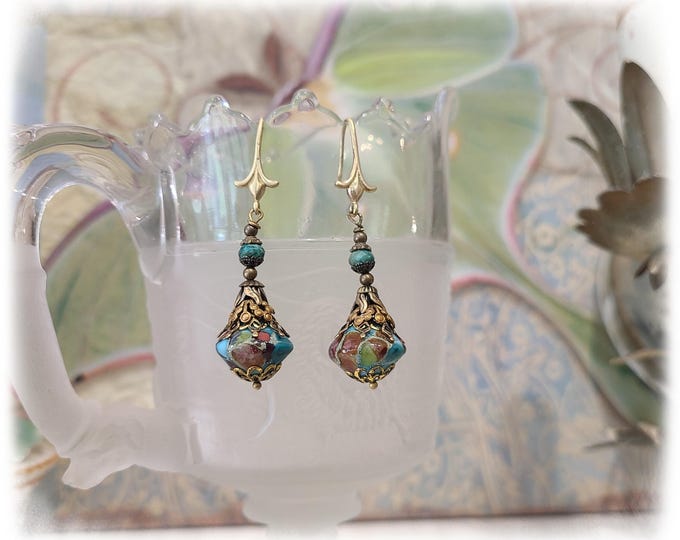 EXQUISITE REN-Faire-Style Drop Earrings - WOW Factor! Lampwork Beads & Gemstone Drops, Bohemian Dangle Drops, Gypsy Ear Art, Artisan-Made