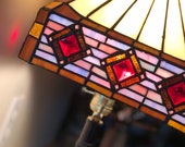 Vintage Stained Glass Lamp-Geometric Design-Contemporary Style-Gift Ideas-Country Farmhouse Decor-FREE DOMESTIC SHIPPING