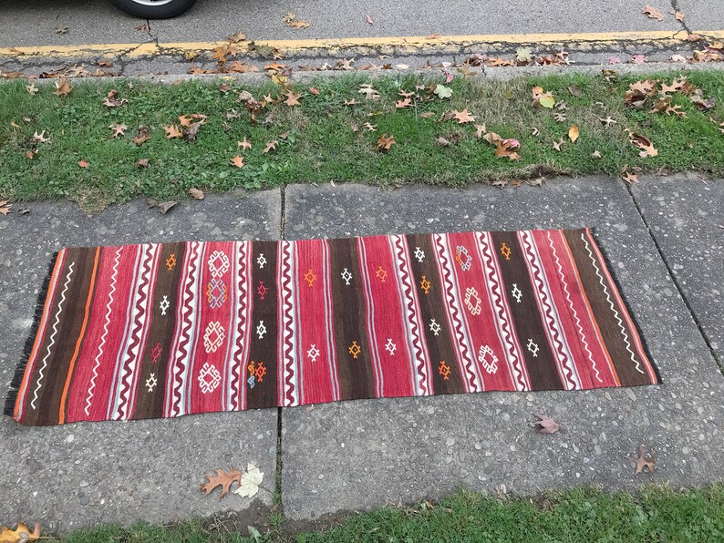 Kilim Rug Runner 28x84 Vintage Anatolian Kilimrug-Boho Rug-kilim-Handwoven Rug-Authentic-Embroidered-Tribal Long Rug-Carpet