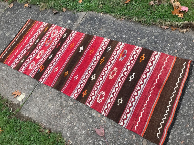 Kilim Rug Runner 28x84 Vintage Anatolian Kilimrug-Boho Rug-kilim-Handwoven Rug-Authentic-Embroidered-Tribal Long Rug-Carpet