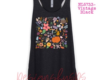 Floral Racerback Tank Top: Whimsical Wildflower Design