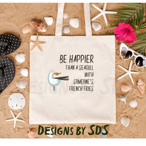 Seagull French Fries Organic Cotton Tote Bag - Beach Theme