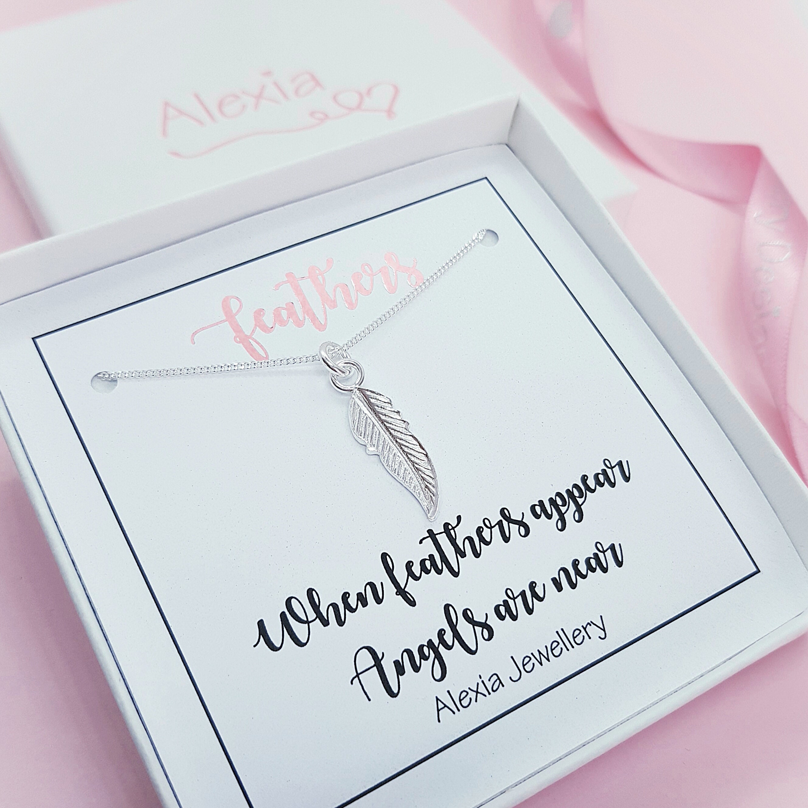 Silver Feather Necklace Sterling Silver Feather Jewellery Etsy UK