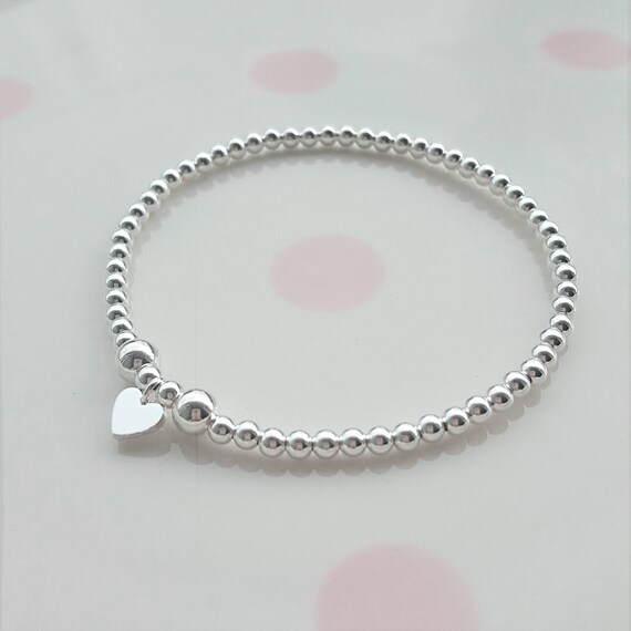 Sterling Silver Bead Bracelet Silver Bead Bracelet Bead Etsy