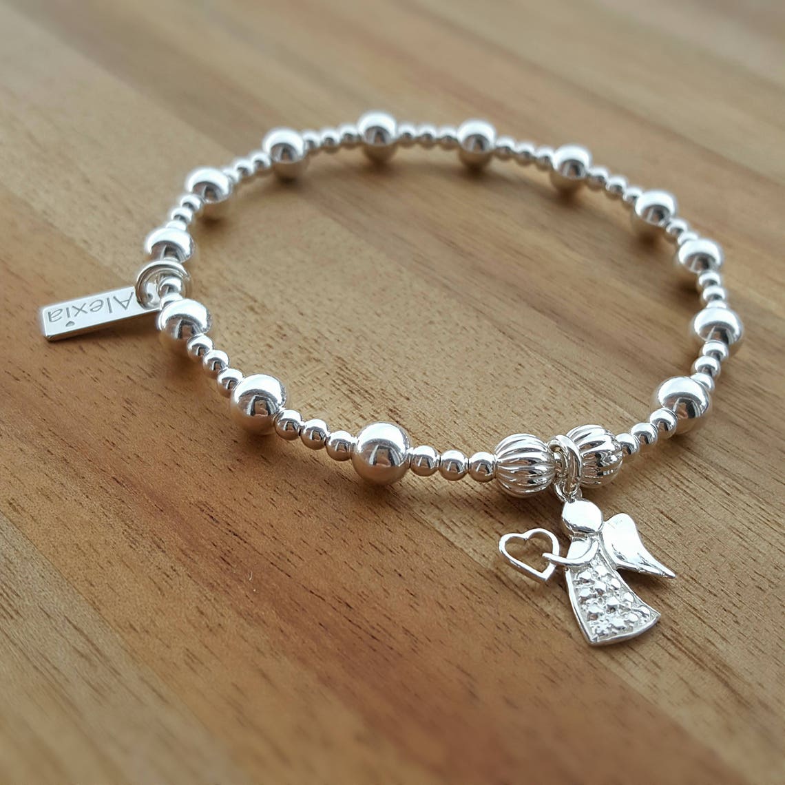 Sterling Silver Angel Bracelet Angel Charm Bracelet Silver  Etsy
