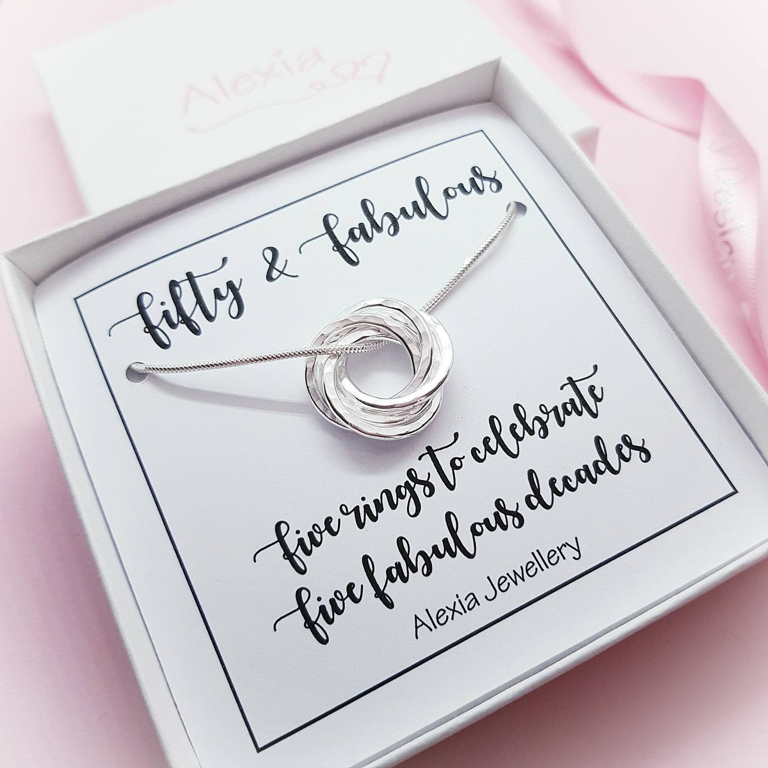 Silver 50th Birthday Necklace/50th 