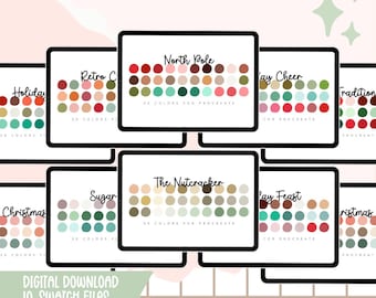 Christmas Procreate Color Palette Bundle, procreate brushes, procreate color palettes, color palettes, iPad Pro, Procreate brushes