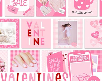 Valentines Instagram Templates Canva, alentine Instagram Story Templates, Girly Pink Instagram Post Templates, Pink Valentine Instagram Post