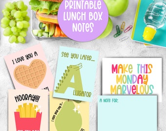 Printable Lunch box notes, school lunch notes, kids lunchbox notes, printable lunch cards, printable kids lunch notes, words of affirmation