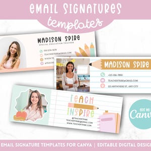 Email Signature Template, Teacher Email Signature, Back to School Email, Pastel Gmail Signature, Email Templates, Teacher Branding