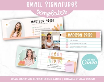 Sjabloon e-mailhandtekening, e-mailhandtekening voor docent, terug-naar-school-e-mail, Gmail-handtekening pastelkleur, e-mailsjablonen, branding docent
