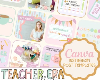 Teacher Era, Teacher Instagram Post templates, Canva templates, Teacher templates, elementary templates, social media template, canva