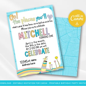 Oh! The Places You'll Go Birthday Invitation, Story Book First Birthday,Birthday BOY Invitation, Oh the places you'll go baby shower,digital