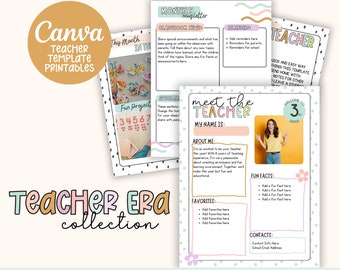 Teacher template, teacher printables, boho teacher prints, canva templates, teacher templates, classroom printables, school prints,  digital