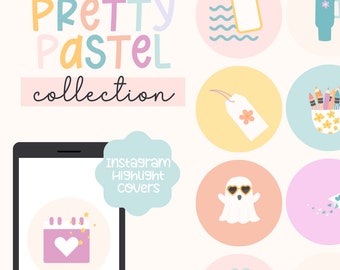 Pastel Instagram Highlight Covers, Pastel Rainbow Instagram icons, instagram story icons, cute pastel icons, social media icons