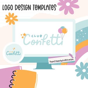 Spaß Pastell Vorgefertigte Logo Vorlage Design, Pastell Logo Vorlage, Canva Logo Design, Logo-Design-Vorlage, bearbeitbares Logo-Design, süßes Logo