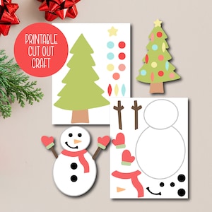 Weihnachten Ausschneiden und kleben, Urlaub Papiermodell, Schere Üben für Kleinkinder, Vorschulaktivitäten, Ausdrucke für Hausschule, Montessori