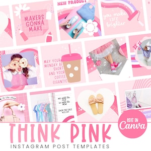 Pink Instagram Post template, retro instagram templates, pink instagram templates, Canva templates, social media templates