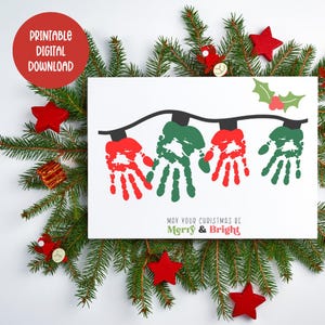 Christmas Handprint Art, Kids Toddlers Handprint Craft, footprint art, Christmas Activity, Handprint Christmas Gift, Memory Keepsake