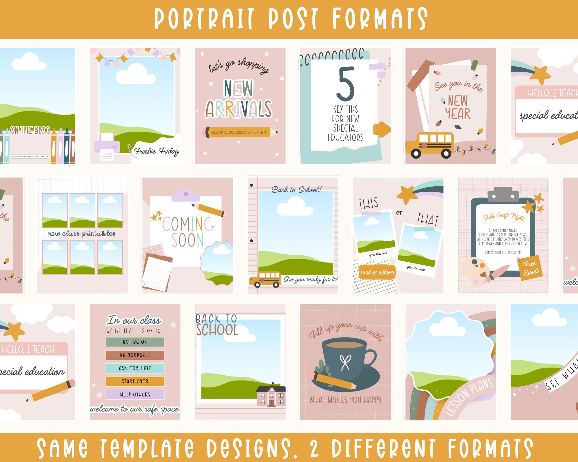 Teacher Instagram Post Templates Canva, Teacher Social Media Posts ...