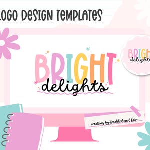Pastell Logo Design Canva, kleine Shop Logo Vorlage, Vorgefertigtes Logo Design, Lustiges Logo, Verspieltes Logo Design, Bearbeitbares Logo Design, Regenbogen Logo