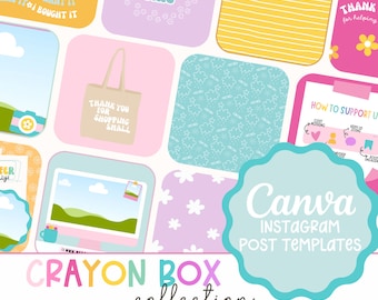 Crayon Box Instagram Post Templates, Instagram Canva Templates, Social Media post templates, Canva templates, colorful templates