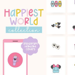 Happiest World Instagram Highlight covers, Mickey Mouse Instagram Highlight covers, Theme park Instagram Icons, Social Media icons. image 1