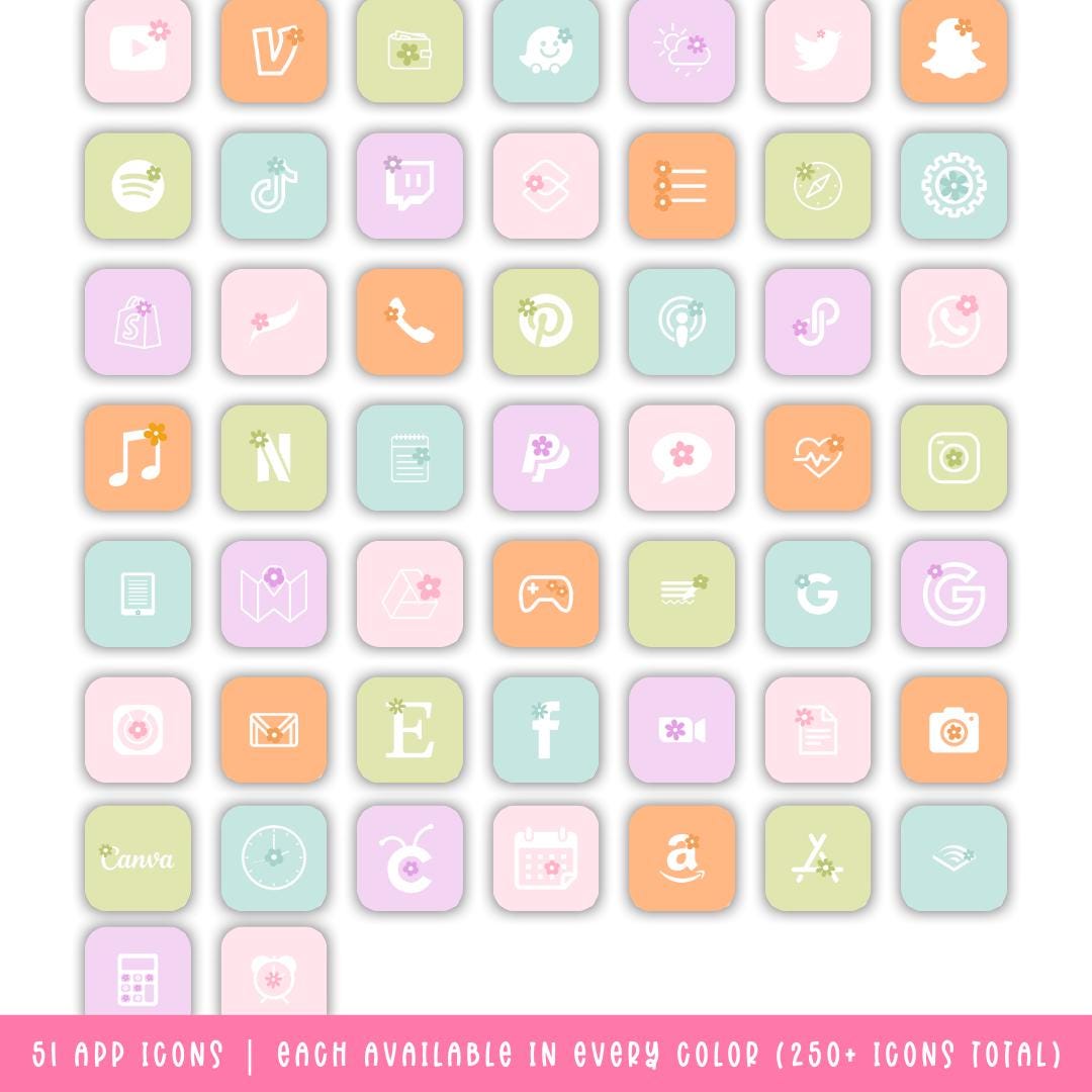 Pastel Rainbow iPad App Icons, Aesthetic IOS App Icons, Pastel iPhone ...