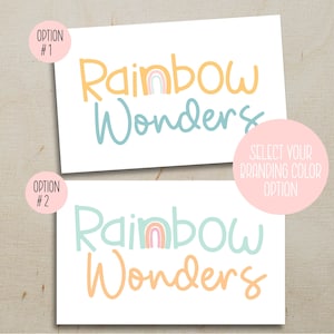 Premade Logo - Rainbow Wonders Pastel Fun Logo Design, Custom logo, cute logo design, small business logo design