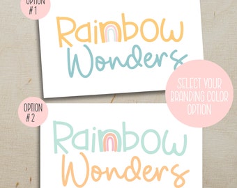 Premade Logo - Rainbow Wonders Pastel Fun Logo Design, Custom logo, cute logo design, small business logo design