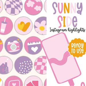 Pink Retro Instagram Highlight covers, retro instagram icons, daisy retro instagram highlight covers, social media icons
