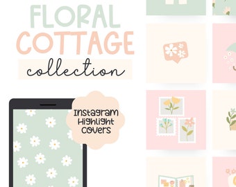 Floral Instagram Highlight Covers - Instagram Highlight Icons - Flower Instagram Branding - Cottage core Icons, Social Media Icons,Cute