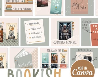 Bookstagram, Paquete de Instagram de libros, Plantillas de Instagram para amantes de los libros, Plantillas de Canva, Plantillas para librerías, Plantillas neutrales de Instagram, para amantes de los libros