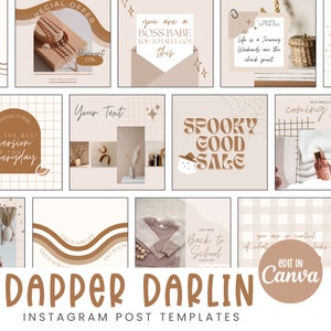 Boho Neutral Instagram Post templates, Canva templates, modern boho instagram templates, minimalist instagram post template, boho, simple